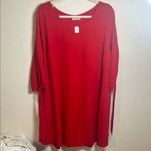 Red Dress with Tie Sleeves
